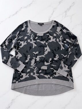 Acrobat Gray & Black Camouflage Scoop Neck Sweater